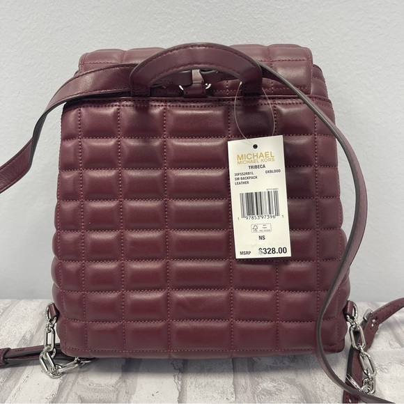 MICHAEL Michael Kors Tribeca Small Quilted Leather Backpack in Oxblood - NWT main image 5